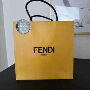 Authentic Fendi Yellow Logo Shopping Gift Bag Medium Boutique Packaging